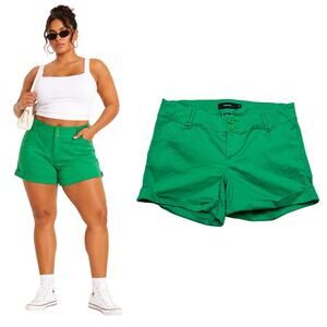 Torrid | Green High Rise Cuffed Hem Stretch Shorts Plus Size 16